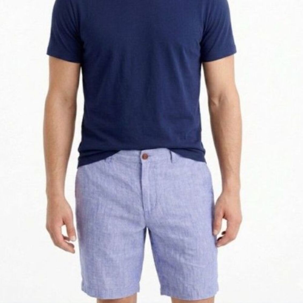 J. Crew Baird McNutt Men's Stanton Blue Linen Flat Front Shorts Size 35